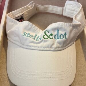 Stella & Dot Cream Visor with Teal Logo